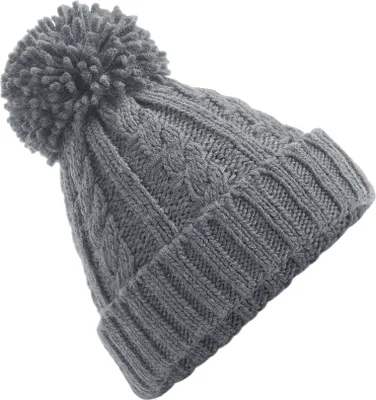 Produktbild von Beechfield B480 | Damenmütze Cable Knit Melange Beanie - Farbe: Light Grey - Größe: One Size