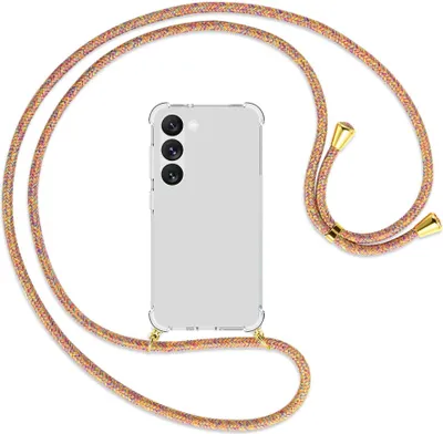 Produktbild von Handykette Backcover-Schutzhülle mit Band (Metall goldfarben) für Samsung Galaxy S23 - Rainbow