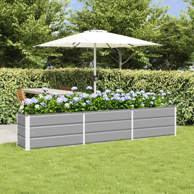 Produktbild von "Schlussverkauf" Pflanzkübel im Garten - 1 pc - Blumenbeet/Gartenbeet - Hellgrau 240x40x45 cm Stahl  C13527