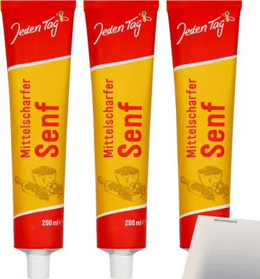 Produktbild von Jeden Tag Senf mittelscharf 3er Pack (3x200ml Tube) + usy Block