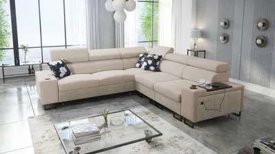 Produktbild von Kaiser Möbel L-förmiges Ecksofa mit Schlaffunktion MELODY III,Tauro/Freya Beige/Dunkelbeige Rechts