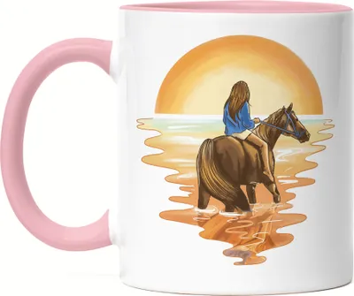 Produktbild von Pferd Tasse Rosa Hengst Frau Liebe Reiten Sonnenuntergang Pferdeflüsterer Ausritt Pferdeliebhaber Reiterin Sport