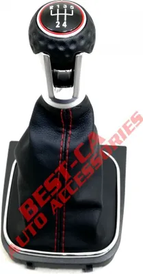 Image de Pommeau de vitesse Sac et cadre cuir 5 vitesses Pour VW Volkswagen Golf 5 6 Jetta GTI TDI