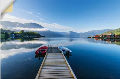 Produktbild von ARTland Wandbild, selbstklebend Blick über den Åkrafjord in Norwegen Größe: 90x60 cm