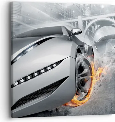 Produktbild von Bild auf Leinwand - Leinwandbild - Sportwagen Sport Rennen Geschwindigkeit - 40x40cm - Wand Bild - Wanddeko - Leinwanddruck - Bilder - Kunstdruck - Leinwand bilder - Wandkunst - AC40x40-2650
