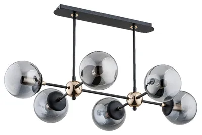 Produktbild von Deckenleuchte Metall Glas E14 Schwarz Rauchglas Kugel Schirm Modern
