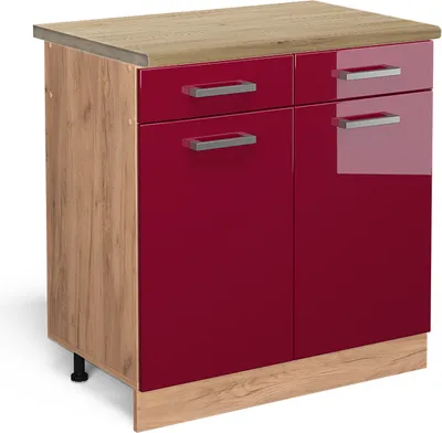 Immagine prodotto di Mobiletto base per cucina Vicco R-Line Rosso lucido 80 cm , PL Rovere, Model 46546