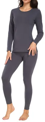 Imagen del producto de Elzusha - Conjunto de ropa interior térmica de algodón para mujer