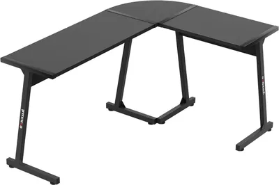 Obrázok produktu pre Rohový písací stôl – pracovný stôl – kancelária pre prácu z domu – tvar L, flexibilný – 147 x 112 cm – čierna farba