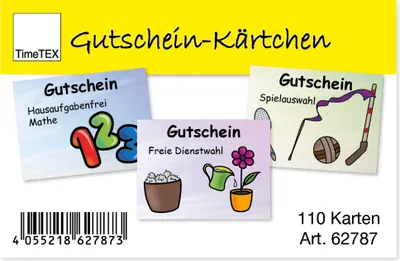 Produktbild von Gutschein-Kärtchen für Schüler/innen, 110 Stück im Etui