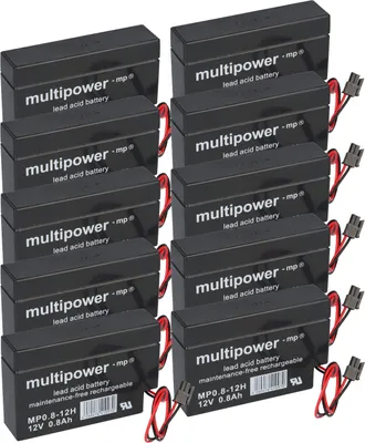 Image de 10x Multipower batterie au plomb MP0,8-12H Pb 12V 0,8Ah maison et connecteur volet roulant