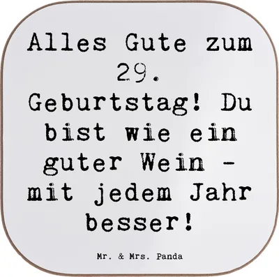 Produktbild von Mr. & Mrs. Panda Untersetzer für Gläser Spruch 29. Geburtstag Glückwünsche - Weiß - Geschenk, Tischschoner, Coaster, Liebe zum, Meilenstein, gläseruntersetzer, Glas