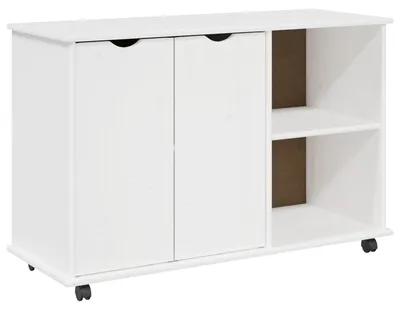 Produktbild von Rollschrank Mit Rad Weiß 100 x 39 x 65,5 cm Massivholz Kiefer