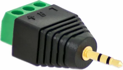 Produktbild von 1x Klinken Stecker 2,5 mm Adapter > Terminal Block 3-Pin Schraub Klemmen Vergoldet