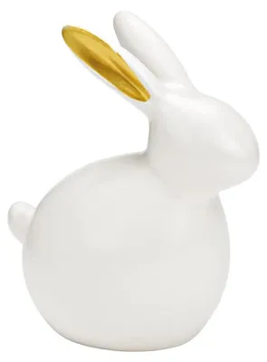 Produktbild von Vergoldeter Keramikhase, 14 cm, weiß