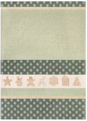 Produktbild von Zwoltex Baumwoll-Küchentuch 50x70 cm Weihnachtsmotiv Grün/Beige