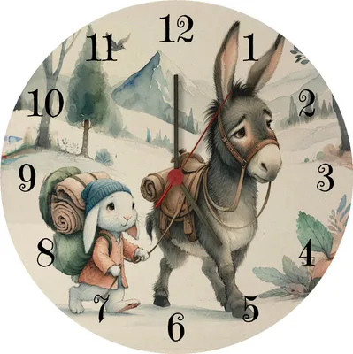 Produktbild von Hase und Esel Wanderschaft Wanduhr aus MDF