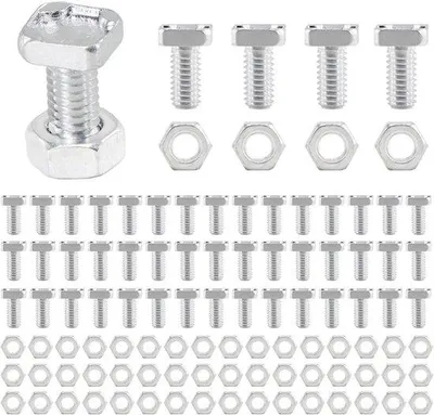 Produktbild von 50 Stück Aluminiumschrauben und Muttern mit Quadratkopf für Gewächshausbau und Reparatur - Gewächshauszubehör