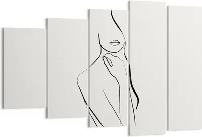 Produktbild von Bild auf Leinwand - Leinwandbild - 5 Teile - Frau Skizze Zeichnung - 150x100cm - Wand Bild - Wanddeko - Wandbilder - Leinwanddruck - Bilder - Wanddekoration - Leinwand bilder - EG150x100-5045