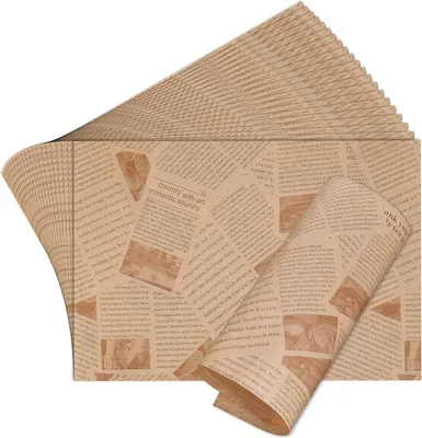 Produktbild von 100 Blätter Deli Papierblätter, Pommes Papier für Korb, Umweltfreundliches Backpapier, Burger Wrap Papier für Burger, Butterbrot, Käse, Pommes (25x25cm)  33*23cm