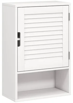 Produktbild von Badezimmerschrank Hängeschrank Wandschrank Badschrank mit 1 Tür, verstellbaren Ablagen 40 x 20 x 60 cm Weiß