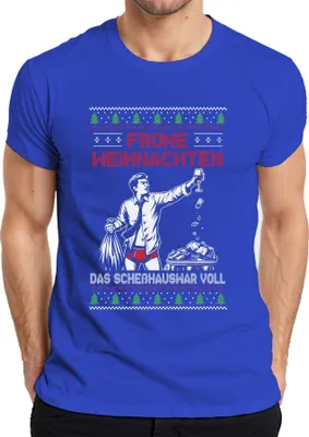 Produktbild von Frohe Weihnachten Sarkasmus - Ugly Christmas Sweater Herren T-Shirt, Blau, 3XL