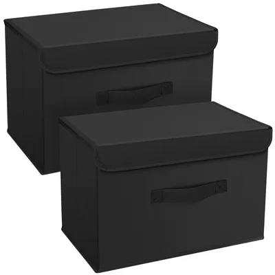 Produktbild von Aufbewahrungsboxen mit Deckel, faltbare Aufbewahrungskiste mit Griff, Aufbewahrungskorb aus Stoff, Aufbewahrungsboxen für den Kleiderschrank, faltbare Box für