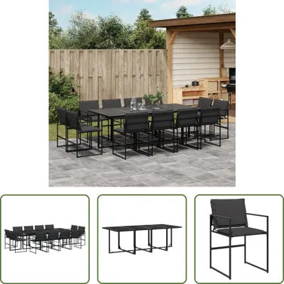 Produktbild von The Living Store 13-tlg. Garten-Essgruppe mit Kissen Schwarz Textilene