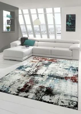 Zdjęcie produktu dla Designerski dywan Nowoczesny dywan Dywan do salonu Dywan z krótkim włosiem Cętkowany wzór Splash Turkusowy Kremowy Brązowy Multi Rozmiar - 120 x 170 cm