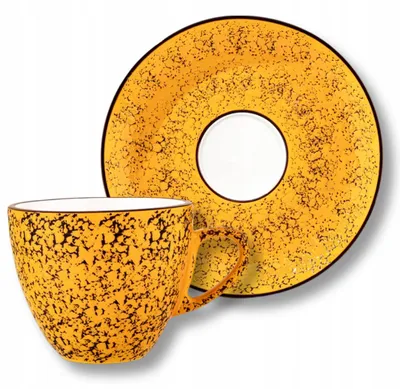 Produktbild von Wilmax Espresso Tasse Porzellan Gelb 75 ml mit Untertasse