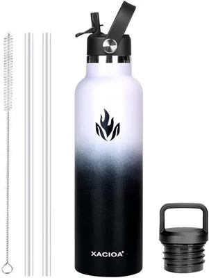 Productafbeelding van Isolerende thermosfles voor volwassenen - 500 ml, 750 ml, 1 liter, BPA-vrij, vaatwasserbestendig, geïsoleerde fles met rietje, geschikt voor sport, fitness en de sportschool