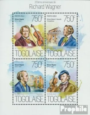 Produktbild von Briefmarken Togo 2013 Mi 5456-5459 Kleinbogen (kompl. Ausgabe) postfrisch Richard Wagner