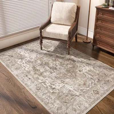 Obrázok produktu pre Ibenzoa® Vintage koberec s kvetinovým vzorom, 90 x 150 cm – s protišmykovou spodnou vrstvou, umývateľný, vyrobený z kvalitných syntetických vlákien, vhodný do obývačky a spálne