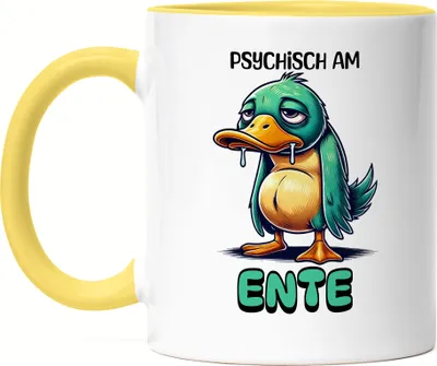 Produktbild von Psychisch am Ente Tasse gelb lustig Humor Ente witziges Geschenk Idee
