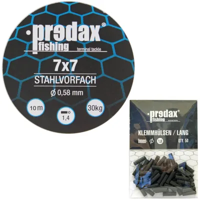 Produktbild von Predax Stahlvorfach 7x7 braun 10m 30kg + 50 Klemmhülsen 1,8mm - Set