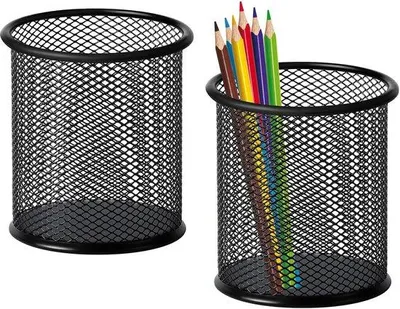 Image de Porte-crayons de bureau en métal noir, 9 x 9 x 10 cm