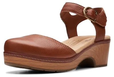 Immagine prodotto di Clarks, sandalo in legno da donna, pelle color beige chiaro, taglia 39 EU