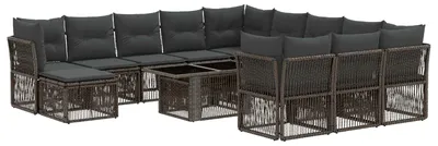 Immagine prodotto di Set di divani da giardino vidaXL, 13 pezzi, grigio e grigio scuro, in rattan sintetico