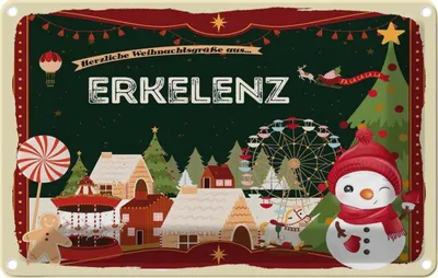 Produktbild von vianmo Blechschild 20x30 cm Weihnachten ERKELENZ
