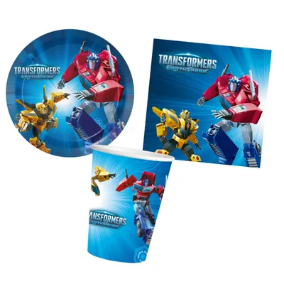 Produktbild von Partyset Transformers 36 tlg. - 8 Teller, 8 Becher, 20 Servietten zum Kindergeburtstag