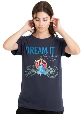 Zdjęcie produktu dla Koszulka damska Disney "Cinderella z dyniowym powozem". "Dream It, Then Do It", kolor granatowy, rozmiar XL