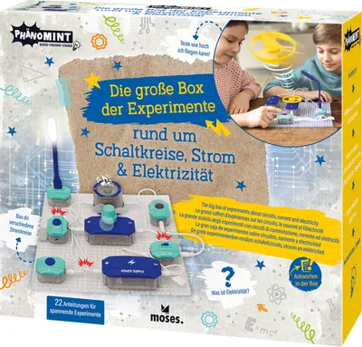 Produktbild von moses PhänoMINT Die große Box der Experimente rund um Schaltkreise, Strom und Elektrizität