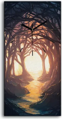 Produktbild von Dekor Leinwand Uhr Wandbilder Geräuschlos 30x60 Malerei Wald Bäume Zweige Kunst - schwarze Hände
