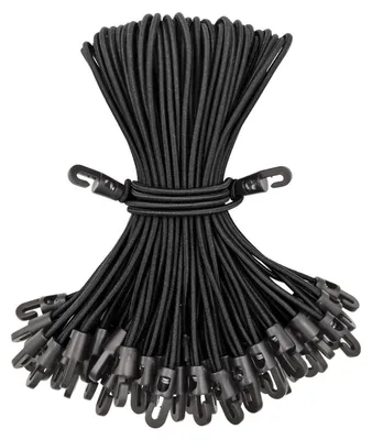 Productafbeelding van Elastieken met haakjes, 25 cm, zwart, 50 stuks, natuurrubber