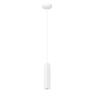 Zdjęcie produktu dla Lampa wisząca nowoczesna do salonu kuchni nad wyspę biała piaskowana kwadratowa tuba w prążki 1xGU10 10W TECNO Italux