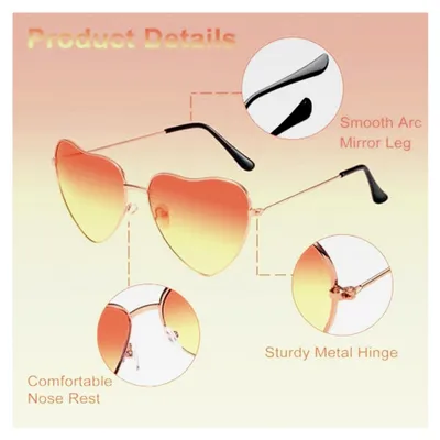 Produktbild von 2 Paar Herz Sonnenbrille im Retro-Stil für Damen und Herren