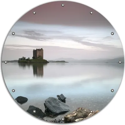 Produktbild von Wallario rundes Outdoor-Poster für Garten oder Balkon, Motiv Schloss in Schottland, 90 cm Durchmesser