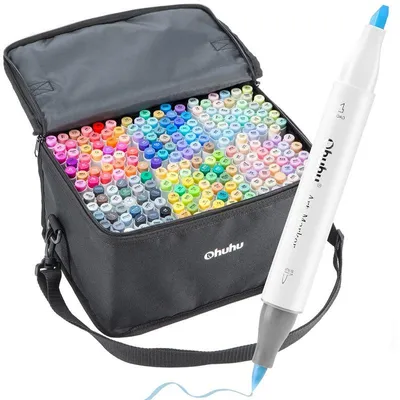 Obrázek produktu pro Lihové fixy OHUHU oboustranné Brush & Chisel, 216 ks + blender