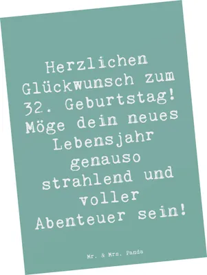 Produktbild von Mr. & Mrs. Panda Grußkarte Spruch 32. Geburtstag Abenteuer - Meeresbrise - Geschenk, Lebensjahr, Postkarte, einzelkarte, bildkarte, Postkarten, besondere Geschenke, Alter