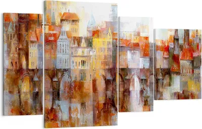 Produktbild von Bild auf Leinwand - Leinwandbild - Stadt Mietshaus - 120x70cm - Wand Bild - Wanddeko - Wandbilder - Leinwanddruck - Bilder - Kunstdruck - Wanddekoration - Leinwand bilder - Wandkunst - DL120x70-3476